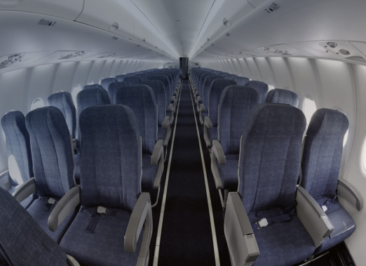 Airplane interior with fireproof textiles